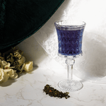 brewed and loose leaf green tea with butterfly blue pea flower