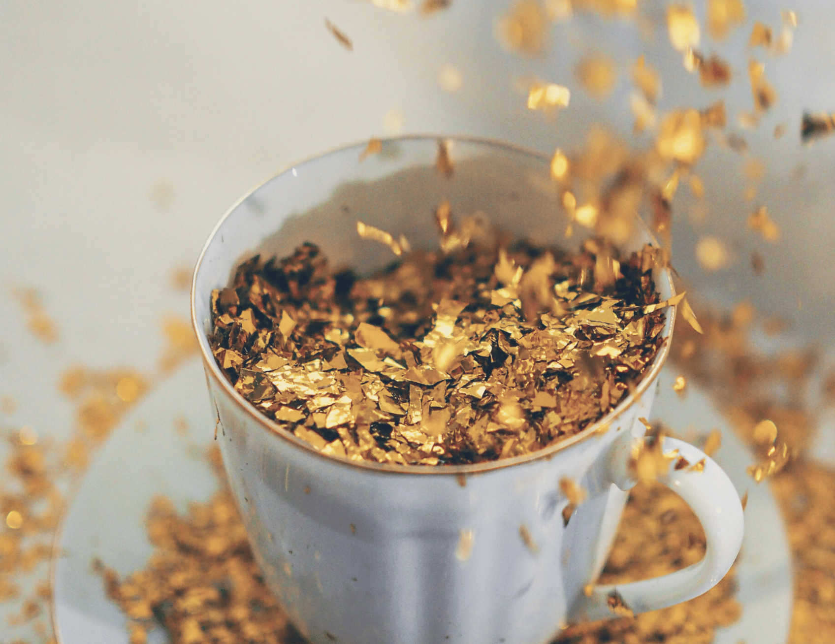 gold flakes in tea abundance