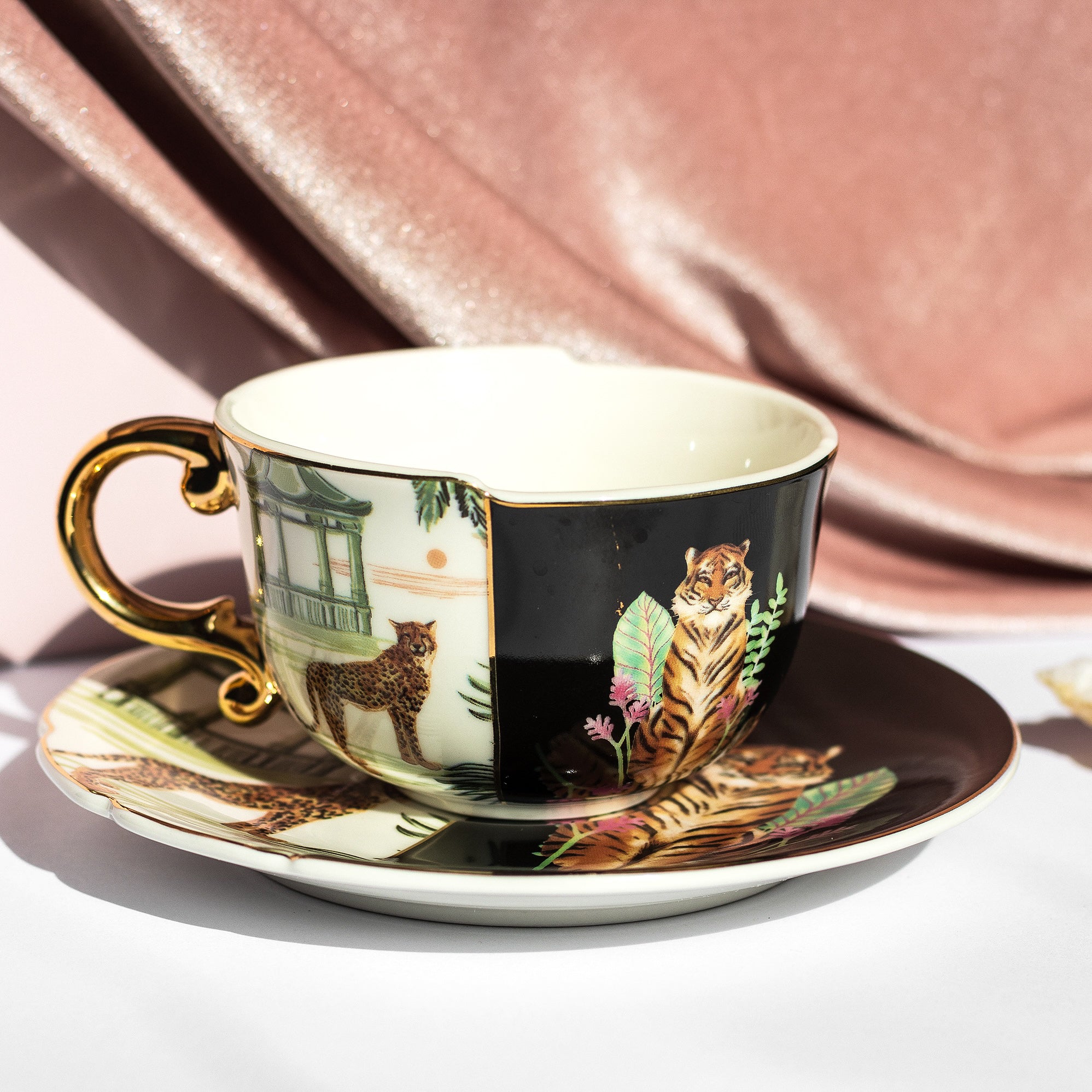 luxury painted porcelain tea cup set